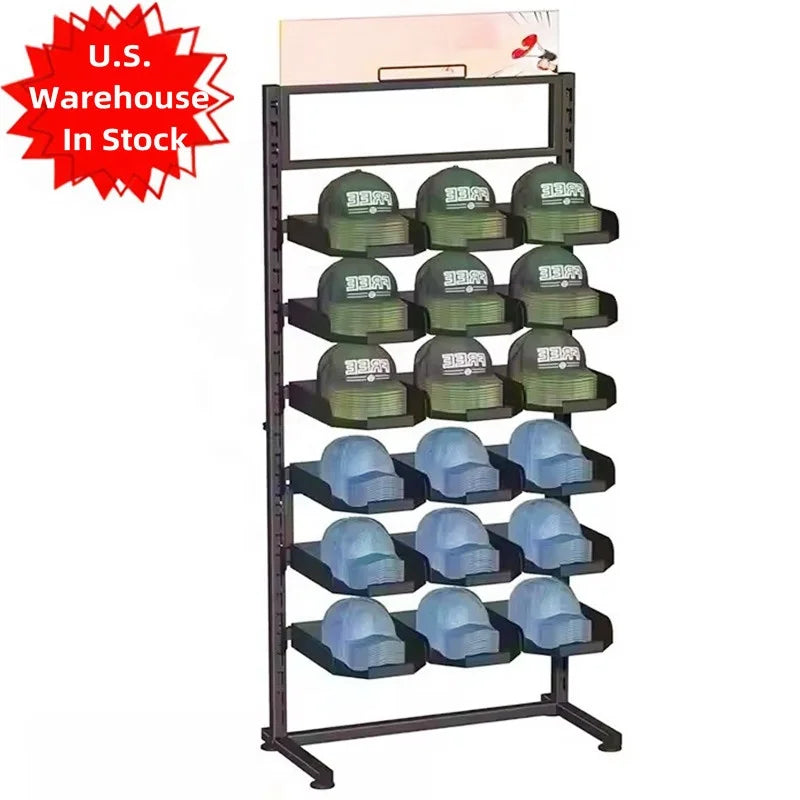 In Stock Store Baseball Cowboy Trucker Straw Dandy Hat Bucket Sport Golf Sun Hats Helmet Clothing Metal Display Rack Stand