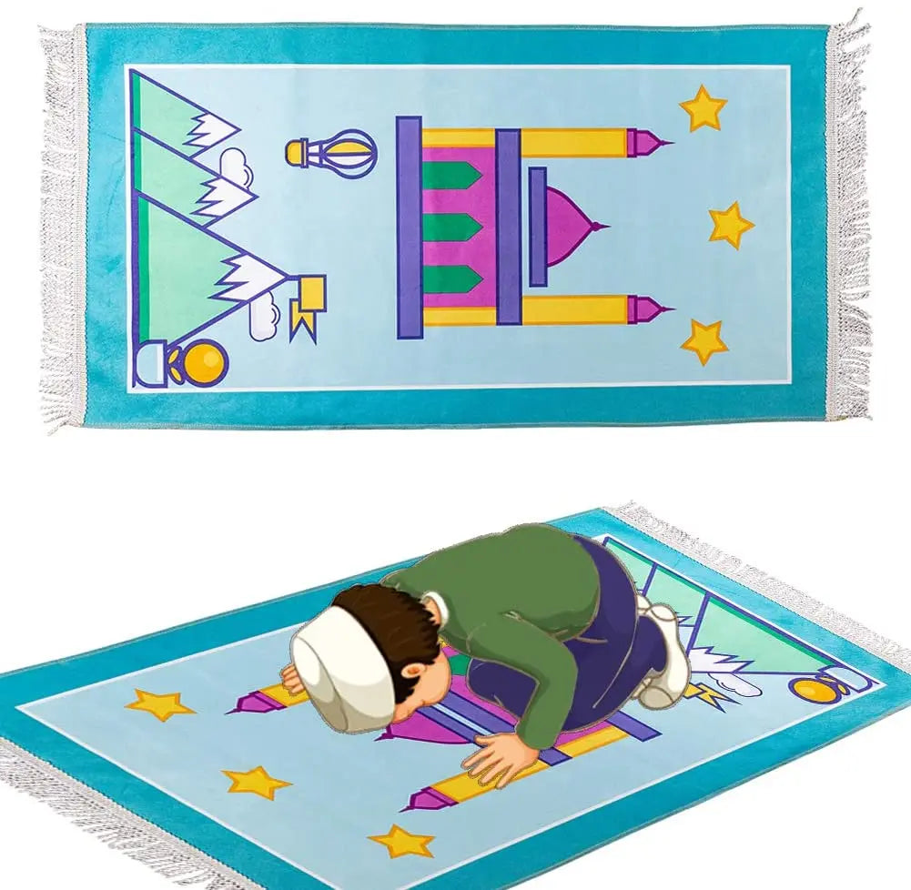 Easy Carry Outdoor Travel Pocket Folding Prayer Mat Prayer Kids Use with Portable Prayer Rug Friends Gifts Stock Sell Small Size