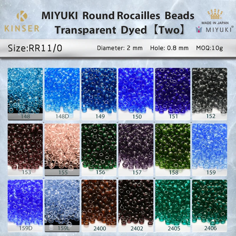 Miyuki Round Rocailles 11/0 Beads 2 mm [21 Color Transparent  Dyed Secend Series]10g Pack