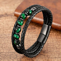 High Quality Vintage Natural Stone Beaded Multi Layer Leather Rope Braided Bracelet for Men and Women Jewelry Bangle