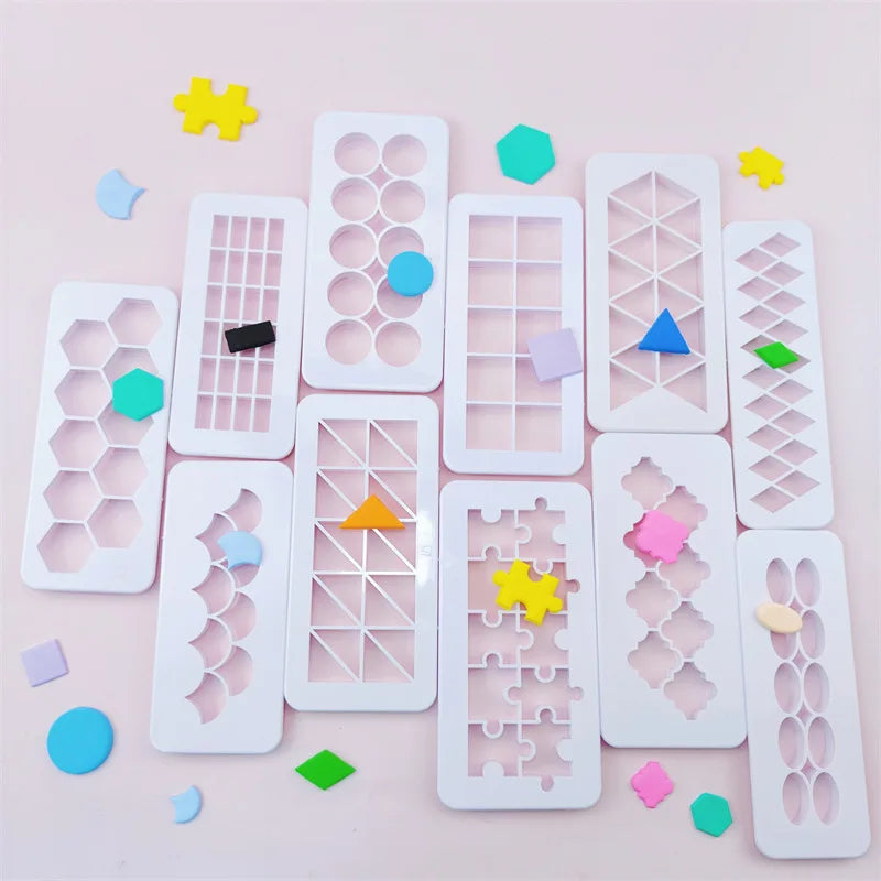 3pcs Equilateral Geometry Fondant Cookie Cutter Puzzle Fondant Cutters Fish Scale Biscuit Cutters for Cake Border Decoration