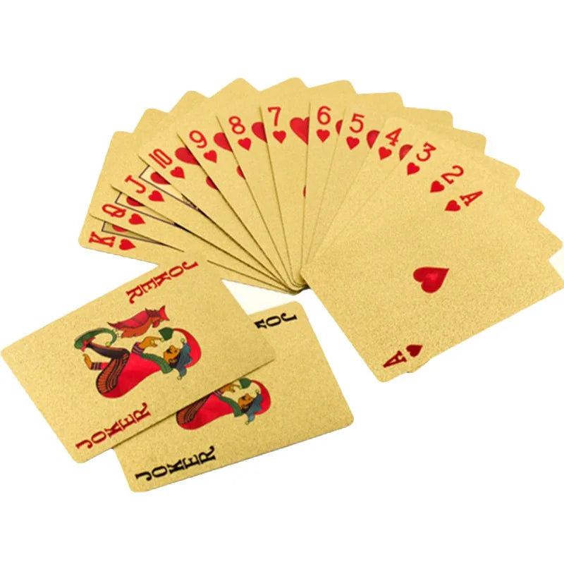 Foil Solitaire Game Family Party Adult Advertising Poker Gold Plastic 10 Playing Cards 57x87mm Tcg Card Box Flying Art JB Model