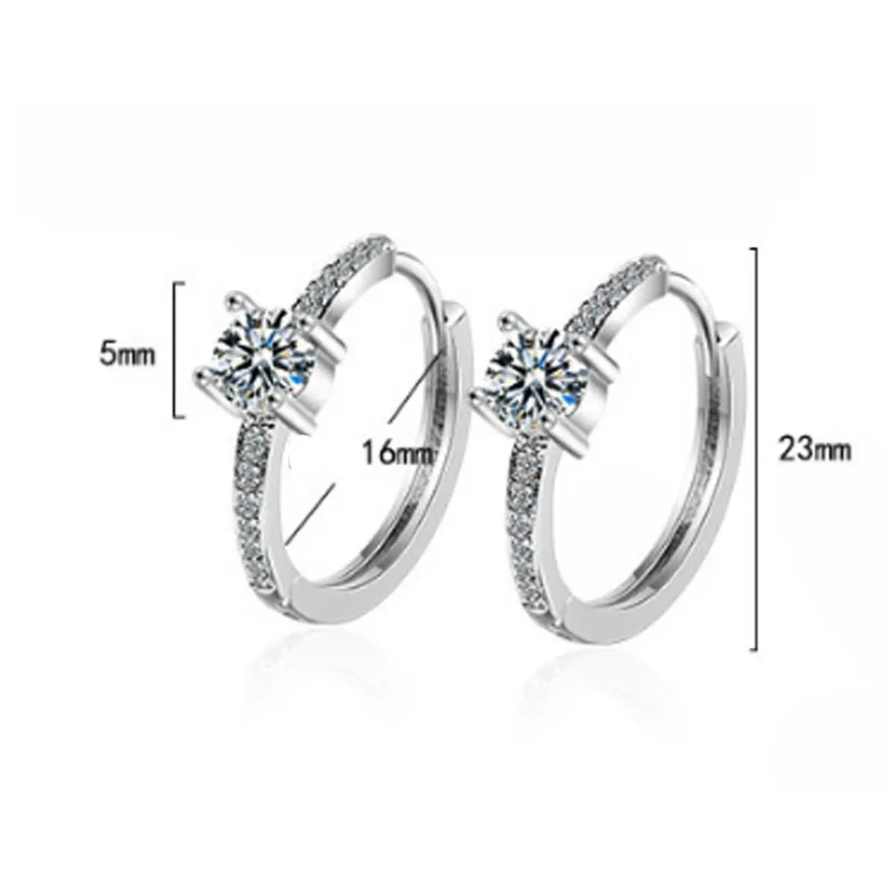 Fashion Brass Gold Silver Colors with Zircon Bead Hoop Huggie Small Earrings Jewelry China Manufacturer Supplier