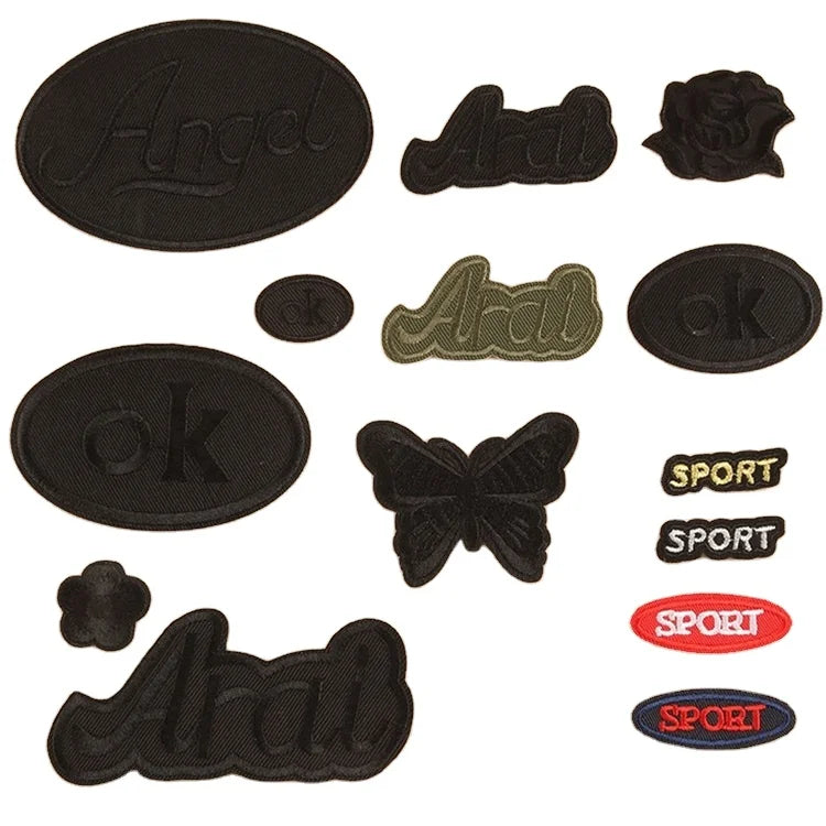 Wholesale Black Garment Accessories Cloth Stickers Decorative Iron on Embroidery Patches for Clothing