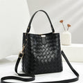 Fashion Brands Korean Style Trend Top Pu Leather Black Luxury Bucket Women Hand Bags