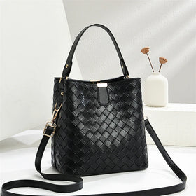 Fashion Brands Korean Style Trend Top Pu Leather Black Luxury Bucket Women Hand Bags
