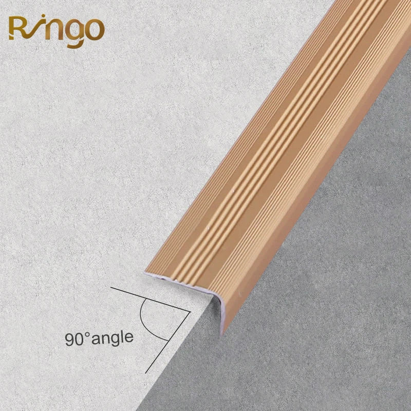 Foshan Ringo Modern L-Shaped Aluminum Stair Nosing Ceramic Tile Edge Trim Durable Waterproof Anti-Slip CE Certified Hospitals