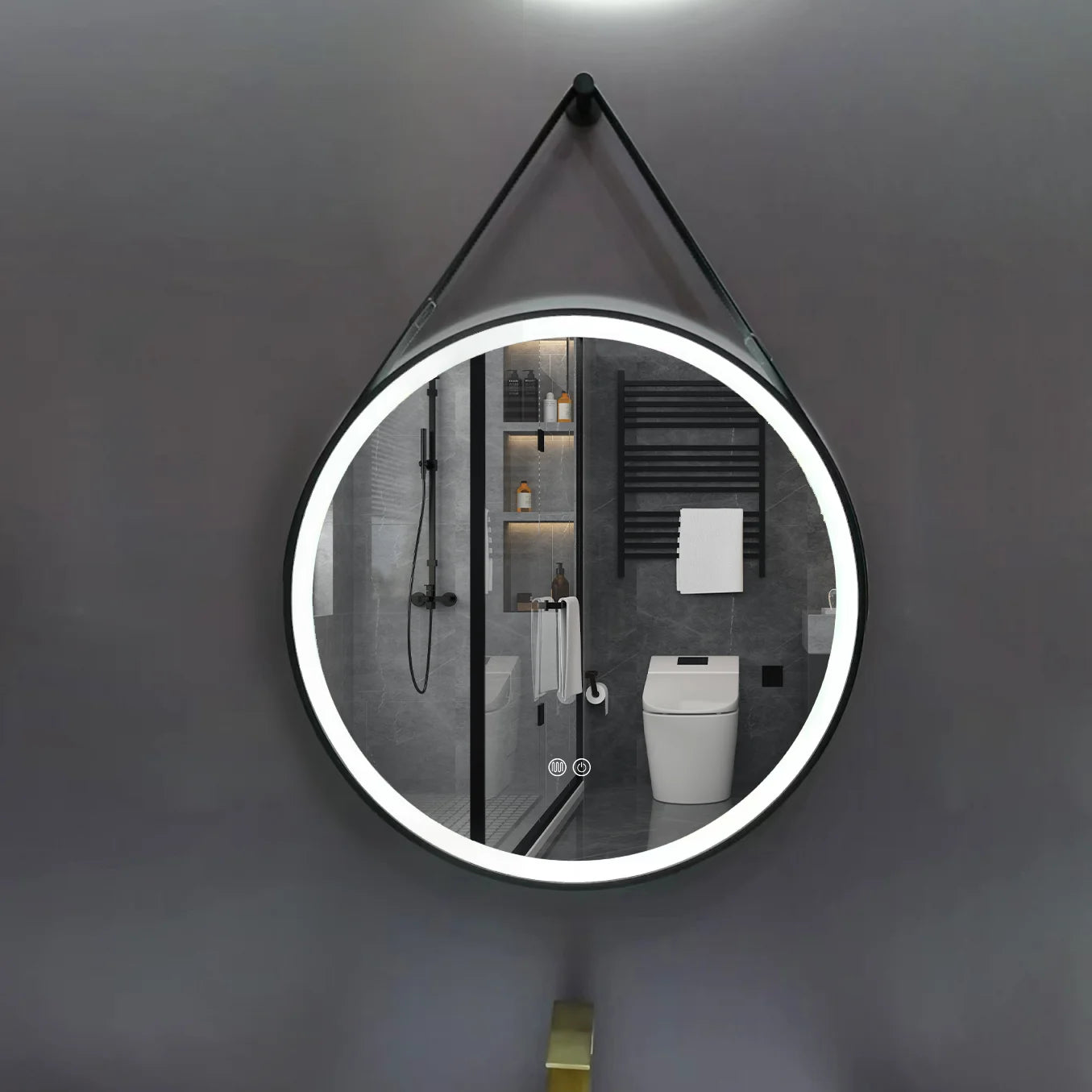 Customized Large round LED Illuminated Mirror IP44 80 Modern Antique Style Hotel Bathroom Lighted Mirror with String