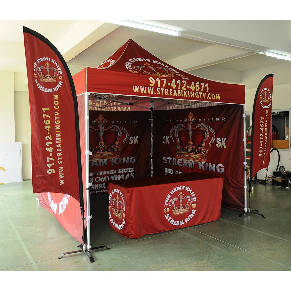 Custom Printed Indoor/Outdoor Trade Show Promotional Marquee Pop 10x10 Folding Canopy Gazebo Tent Flame Retardant Custom Design