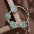 Fluorite Natural Crystal Handicraft Bracelet Feng Shui Style Close-fitting Design Polished Block Shape