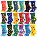 Colorful Women's Cotton Crew Socks Funny Banana Cat Animal Fruit Pattern Creative Ladies Novelty Cartoon Sock for Gifts
