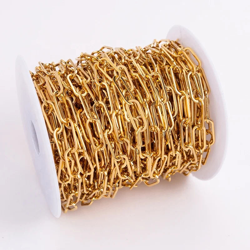 Tarnish Free Stainless Steel Big Flat Round Chunky Link Chain for Men and Women Jewelry Making