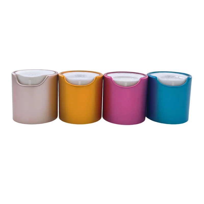Free Sample Shiny Gold Silver 24/410 Disc Top Cap Customized Aluminum Non-Spill Fast Delivery Personal Care Shampoo Bottle