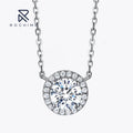 Rochime Fashion halo Round Brilliant Diamond Necklace 925 Sterling Silver Rhodium Plated Cubic Zirconia Jewelry for Women