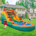 Kids Outdoor Water Slide Inflatable Yard Blow up Slides Green Tropical Jungles Coconut Tree Inflatable Water Slide With Pool