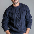 Men's Chunky Cable Knit Winter Sweater Thick Wool Blend Crew Neck Classic Pullover with Breathable Warm Textured Pattern