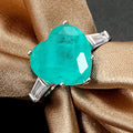 Classic Gemstone Promise Ring Sterling Silver Love Heart Ring CZ Paraiba Tourmaline Ring