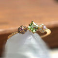 CAOSHI Wholesale Unique Flower Design Cubic Zirconia Green Crystal Finger Rings for Women Party Gift Fashion Jewelry Rings Bride