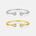 FUAMAY Fashion Simple 925 Sterling Silver 18K Gold Plated Thin Rings Open Adjustable Minimalist Ring With Zircon
