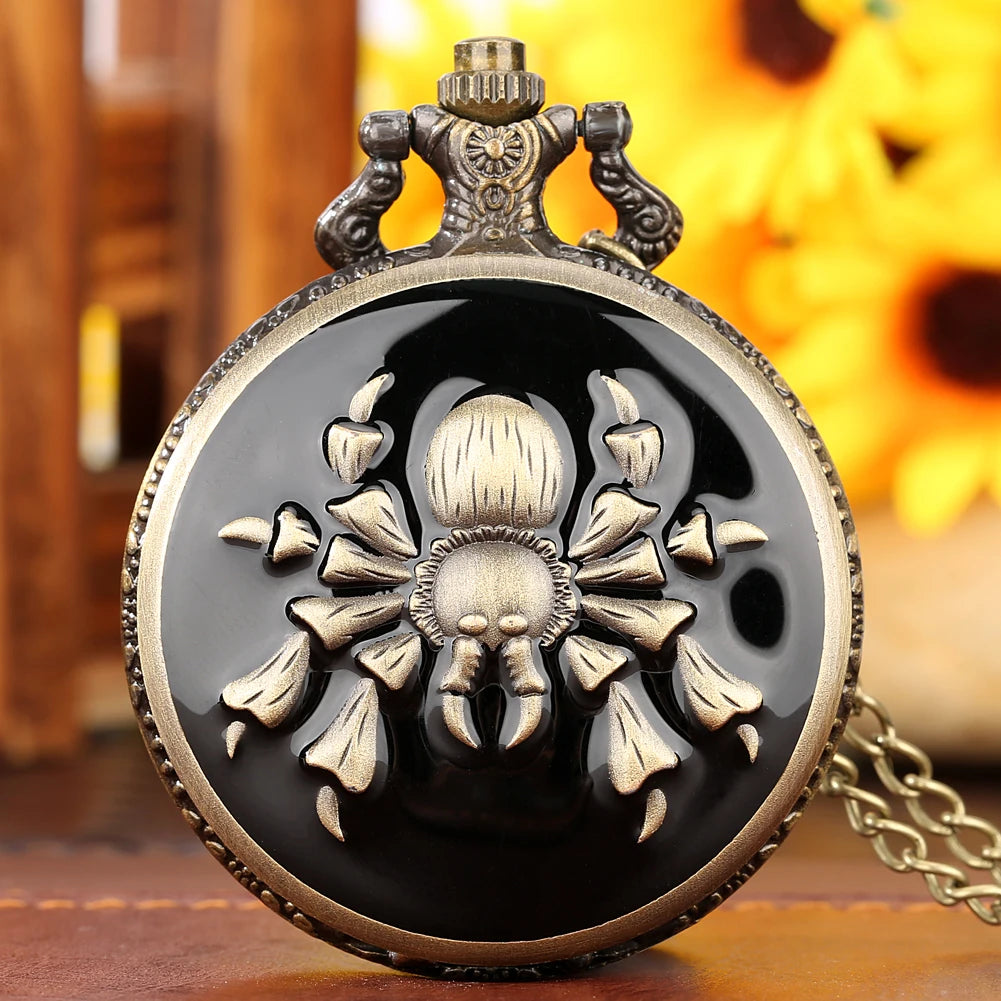 Modern Steampunk Spider Pocket Watch with Chain - Antique Jewelry Pendant Locket Watch Necklace for Gifts