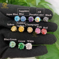 Hot Selling 925 Sterling Silver Luxury Jewelry 1ct-2ct Blue Yellow Stud Earrings White Gold VVS Rhodium Anniversary Gift