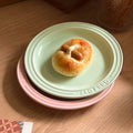 Ins Style Ceramic Plate Cream Embossed Letter Tableware Home Western Food Pasta Plate Dessert Breakfast Plates