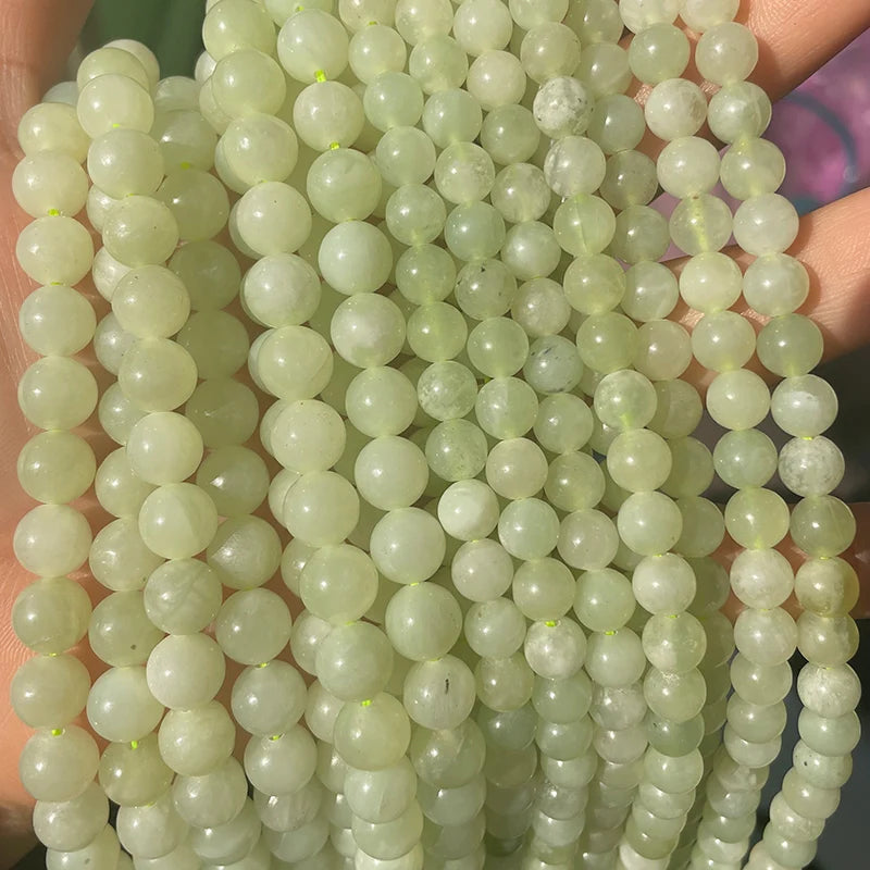 Wholesale Healing Gemstone Strand Loose Smooth Round Natural Green Xiuyan Jade Beads for Bracelet Jewelry Making