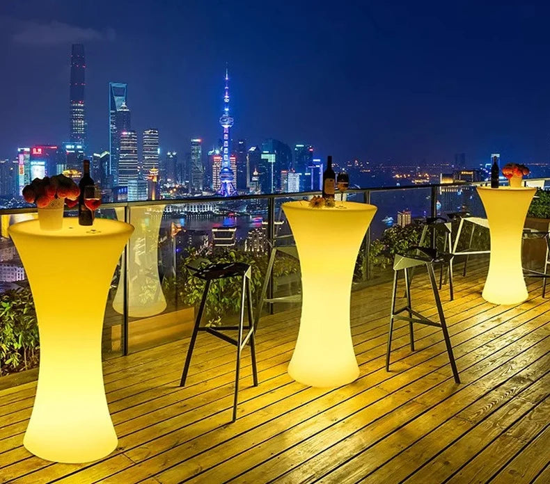 Q200 Luminous Reception Bar High Table Dining Room Round End Glowing Tables and Chairs Decorate Party Tables