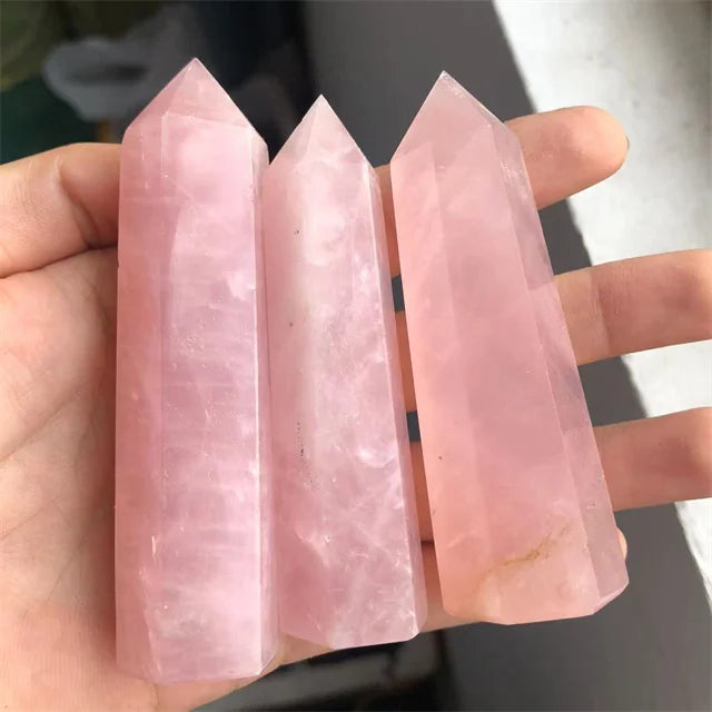 Wholesale Quartz Crystal Rose Crystals Wand Points Healing Stones Natural pink Crystal Tower for Decor