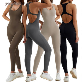 YOKE Custom Rompers Womens Jumpsuit Active Wear Open Back Yoga Jumpsuit One Piece Workout Jumpsuit for Women