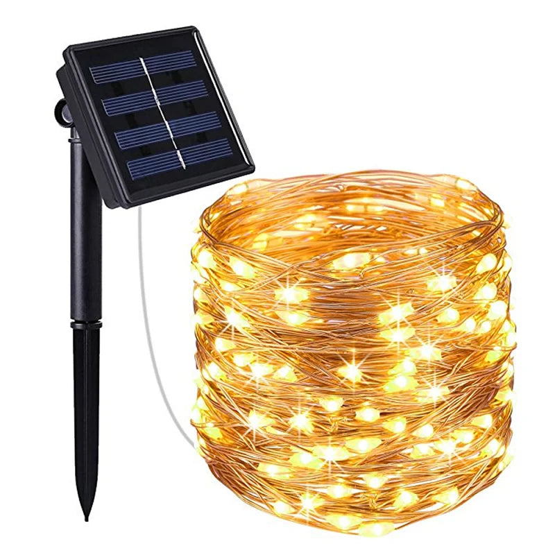 Solar Powered 2 Modes 10M 100LEDs LED String Fairy Light Lamps Outdoor Garden Lighting for Party Xmas Home Decoration