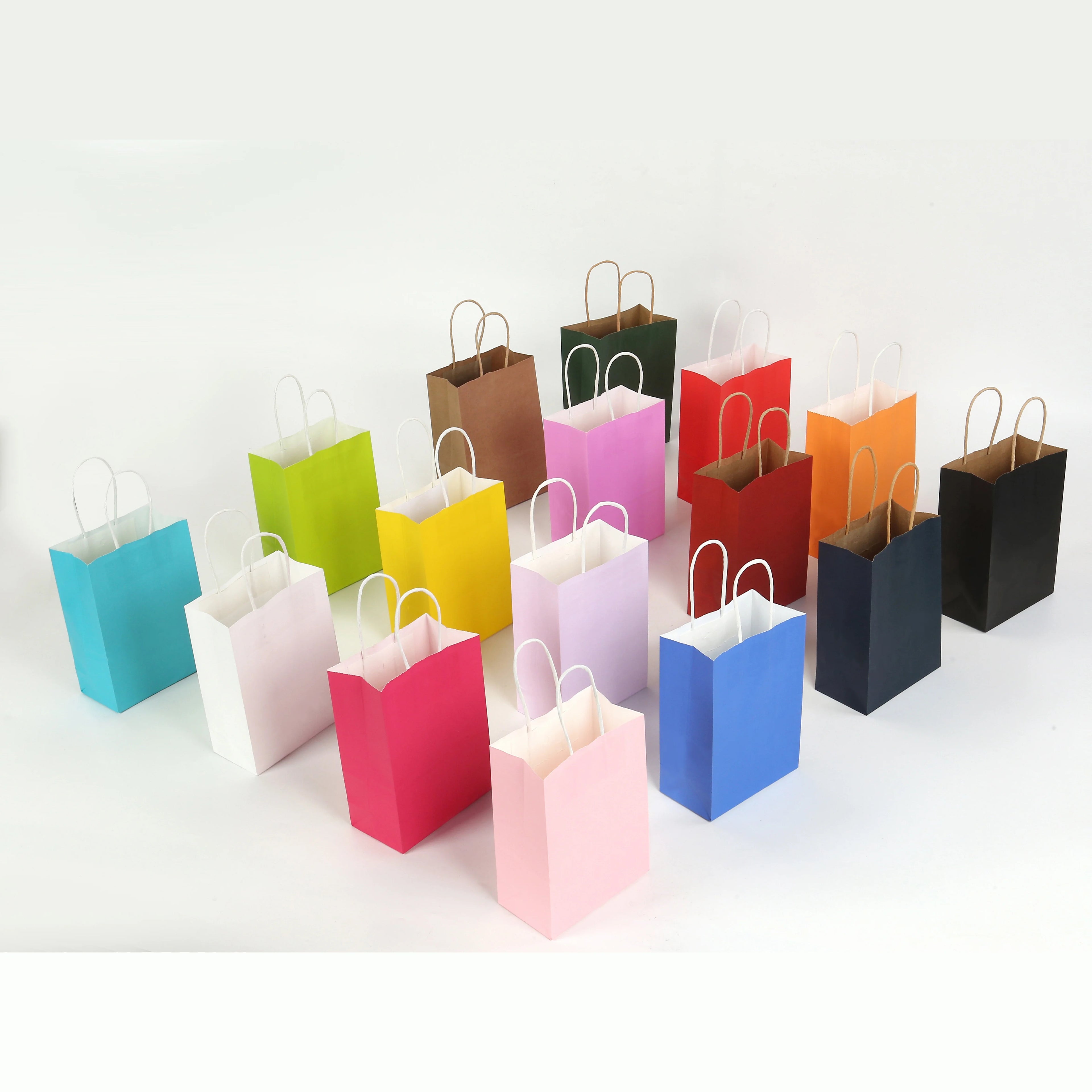 Custom Eco-Friendly Kraft Paper Bag for Food Delivery Flat Handle Restaurant Takeout Lamination Digital Printing Brown Handle
