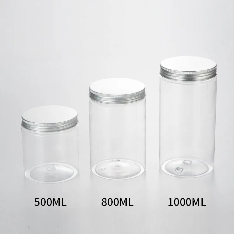500ml & 1000ml Eco-Friendly PET Clear Bottle with Aluminum Lid Storage Container for Cosmetics & Shampoo