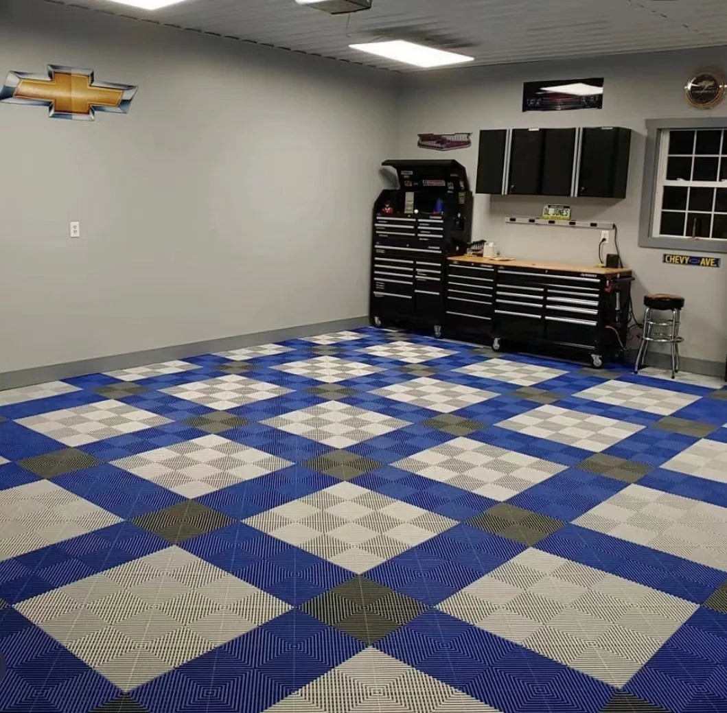 400X400X18mm PP PVC Interlocking Garage Floor Tiles Car Wash Floor Mat Multi Function Floor Slab for Garage Drop Shipping