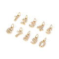 INS Simple Stainless Steel 14K Gold Plated Micro Inlaid Zircon Number Arabic Numerals Charm DIY Pendant Accessories Jewelry