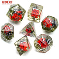 For Udixi Custom Logo RPG Dice Set Polyhedral Resin with Red Ladybug Theme for Dungeons and Dragons