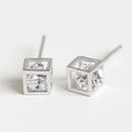 REETI 925 Sterling Silver Square Zircon Stud Earrings for Women Girls Fashion jewelry