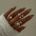 Dazan Winter New Ins Trendy Pvd Silver Plated Stainless Steel Nordic Design Polished Minimalist Ball Open Ring for Women