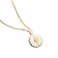 Ouj Personalized Gift Openable Enamel Daisy 18K Gold Plated Stainless Steel Chain Necklace Design Jewelry for Women