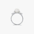 Elegant Vintage Pure 925 Sterling Silver Single Pearl Engagement Wedding Finger Rings for Women Girls Jewelry