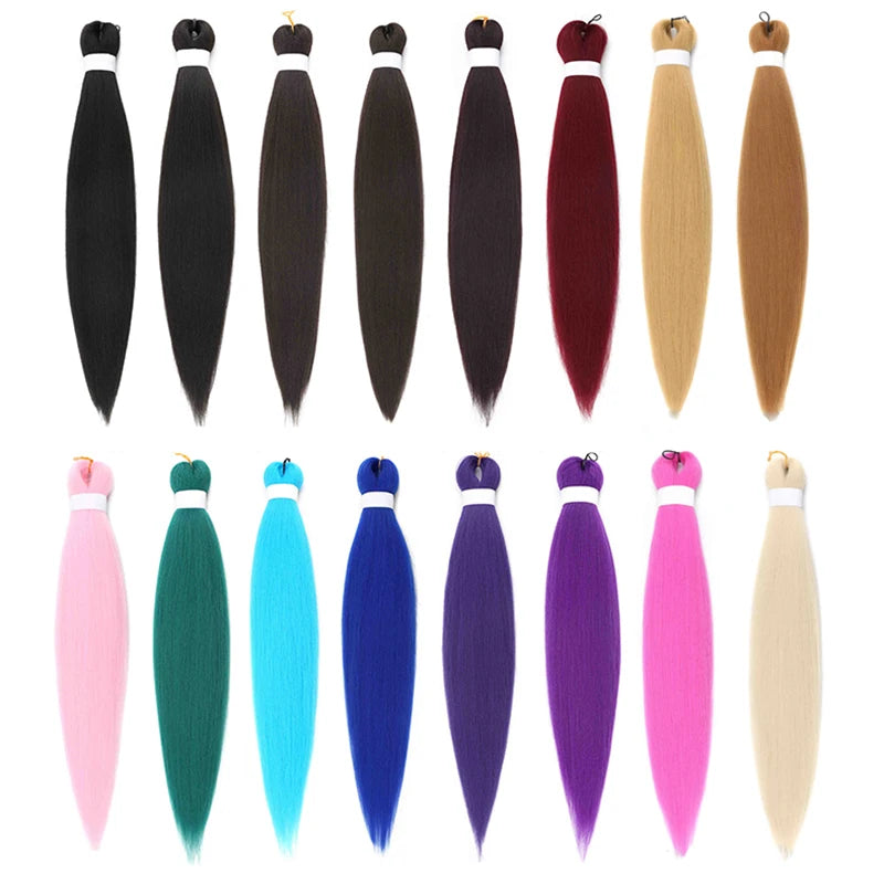 Fujia 26inch 90grams Pre-Stretched Synthetic Low Temperature Flame-retardant Fashion Braiding Hair Extensions Black Pink Blue