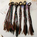 Cute Kid Black Wig with Ponytail Holder Trendy Hair Tie and Braid for Girls Sweet Children Wig Accessory for Parties