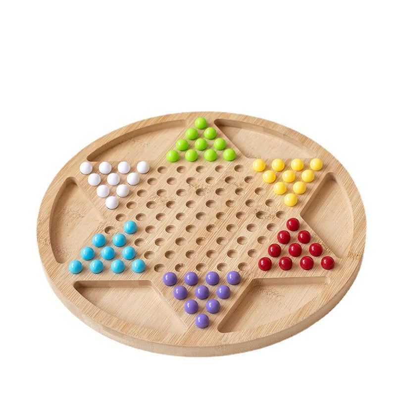 Chinese Checkers Game Set Wooden Board and Traditional Pegs Game for Adults Boys and Girls Chinese Chequers Family Board Games