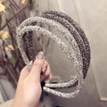 2022 New Double Rhinestone Anti-skid Sweet Style Ladies Hair Accessories Personality Retro Simple Crystal Thin Daily Headband