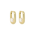 Dropshipping 925 Sterling Silver Geometry Elliptic Type Pearl Hoop Earring Jewelry for Women