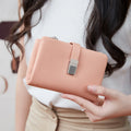 Women's fashion minimalist short coin pursethree fold with ID card window wallet zippered magnetic buckle card holder wallet