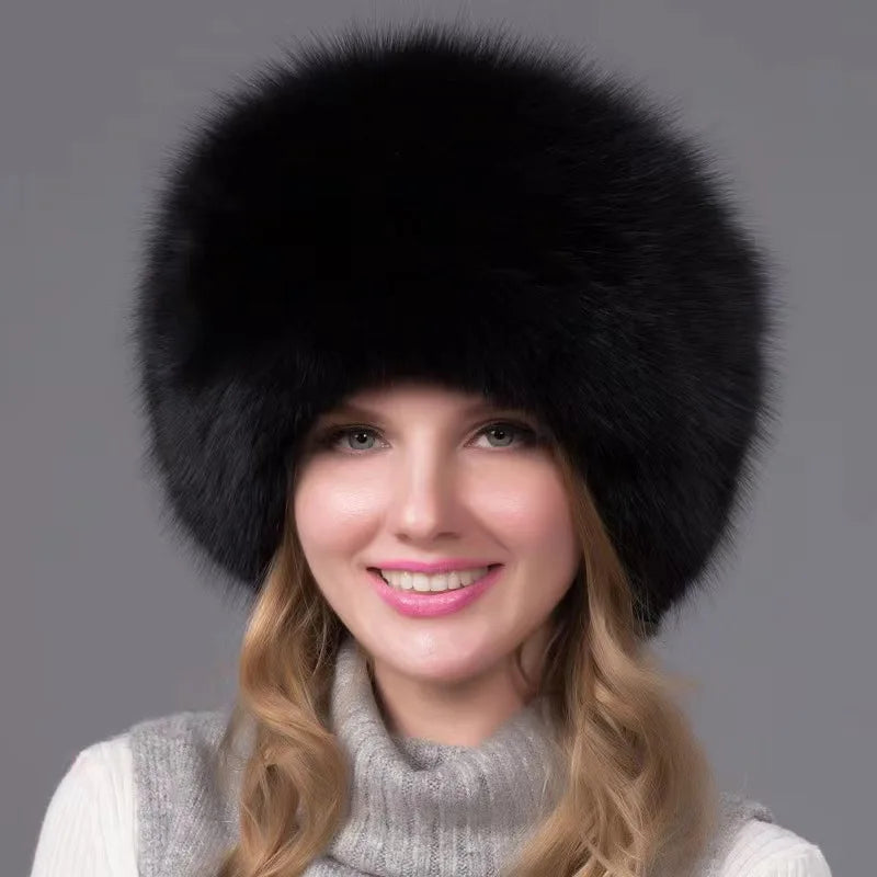 2022 Russia New  Fashion Red Fur Hat Ladies Winter Luxury  fox Fur Hat for Women