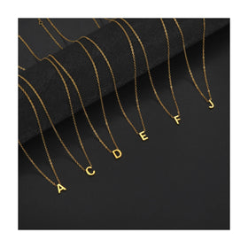 ERESI Promotion Gift Custom 18k Gold Plated Stainless Steel Letter Name Necklace Jewelry Dainty Mini Sideways Initial Necklace