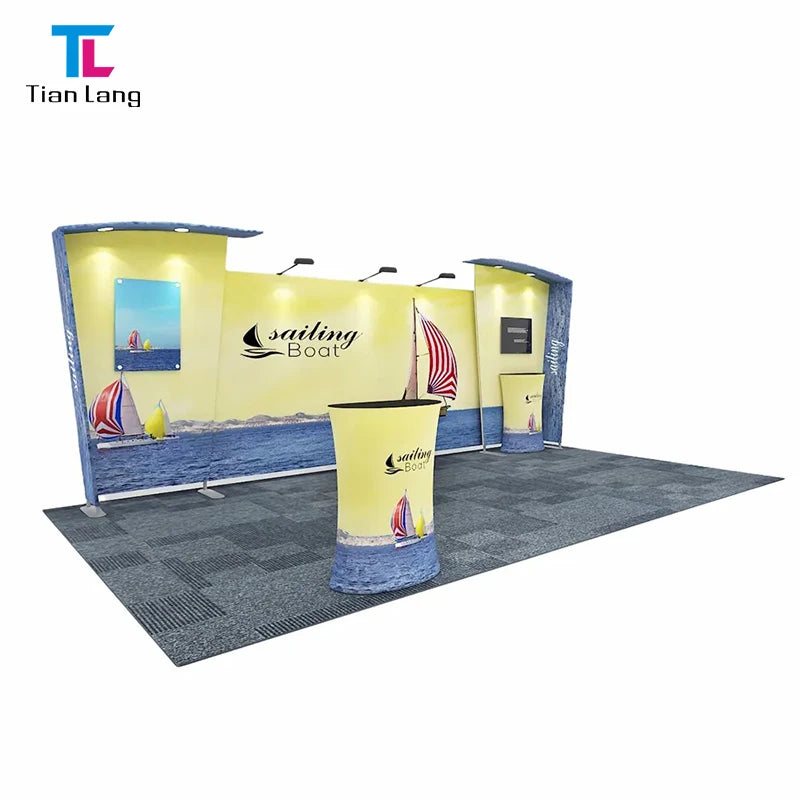 Tian Lang Portable Aluminum Exhibition Stand Straight Tension Fabric Banner Stretchable Graphic Display Wall for Trade Shows
