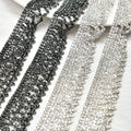2Cm Double Row Diamond Rhinestone Tassel Trim Grey Clear Cross Crystal  Fringe Chain for Shoes Bags Clothes Sewing Accessories
